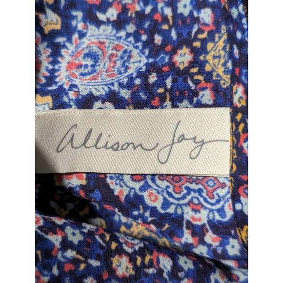 Allison Joy Blue Paisley Sleeveless Tie Front Duster Cardigan Hi-Low Hem Sz XL - Picture 6 of 8